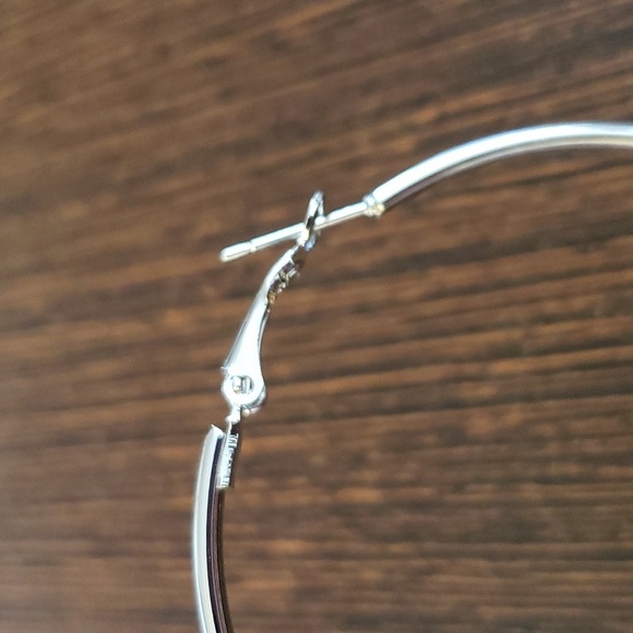 QLKIYLR 60mm Silver Hoop Earrings, 14K White Gold Plated - Picture 6 of 6